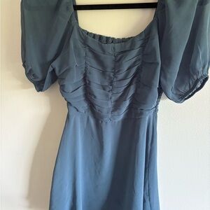 Altar'd State Blue Ruched Long Sleeve Dress